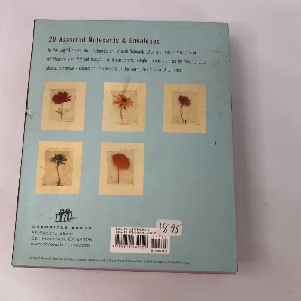 Vintage 2002 Deborah Schenck Wildflowers Deluxe Notecards Box Set 18 Count